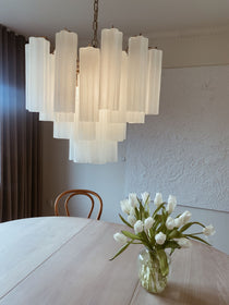 Murano Glass Matte White Chandelier – 36 Tubes