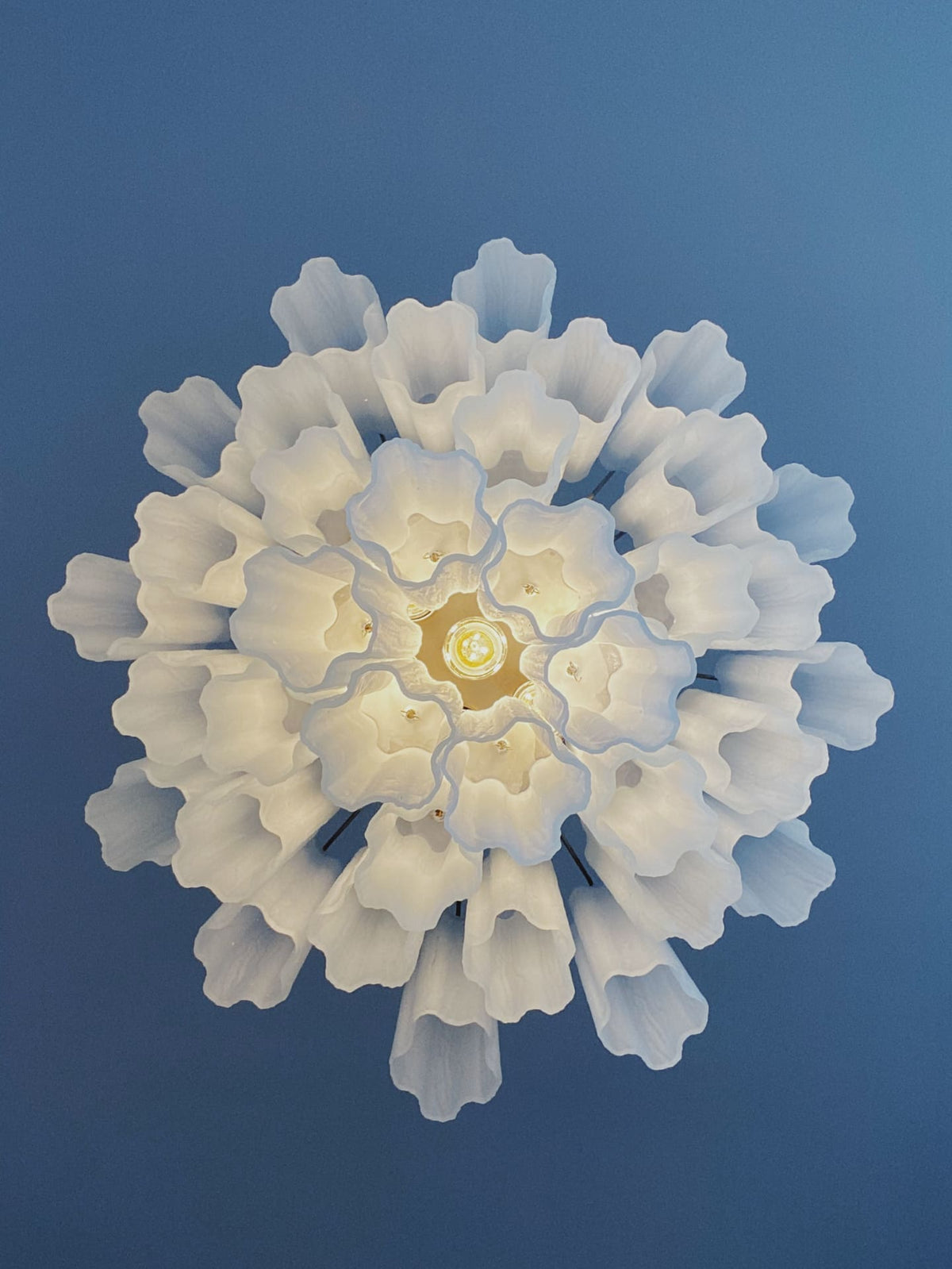 Murano Glass Matte White Chandelier – 36 Tubes