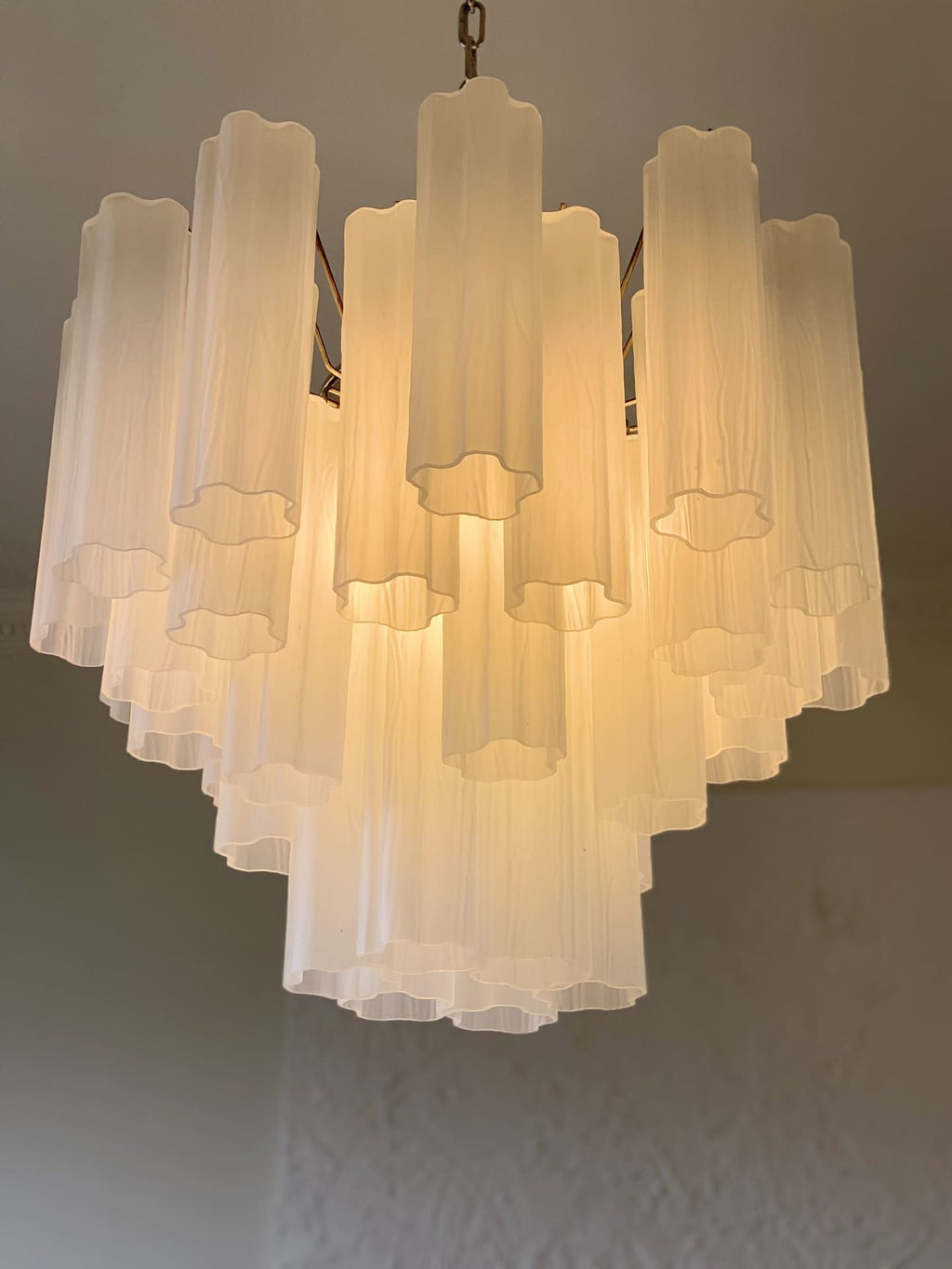 Murano Glass Matte White Chandelier – 36 Tubes