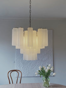 Murano Glass Matte White Chandelier – 36 Tubes