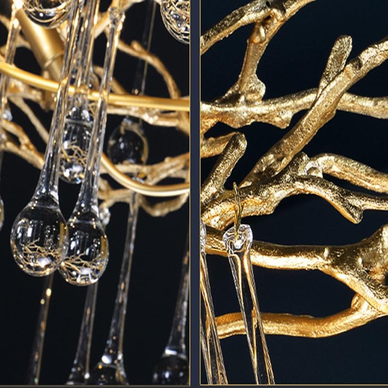 Teardrop Branch Brass Crystal Chandelier 31" 39"