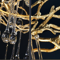 Teardrop Branch Brass Crystal Chandelier 31" 39"