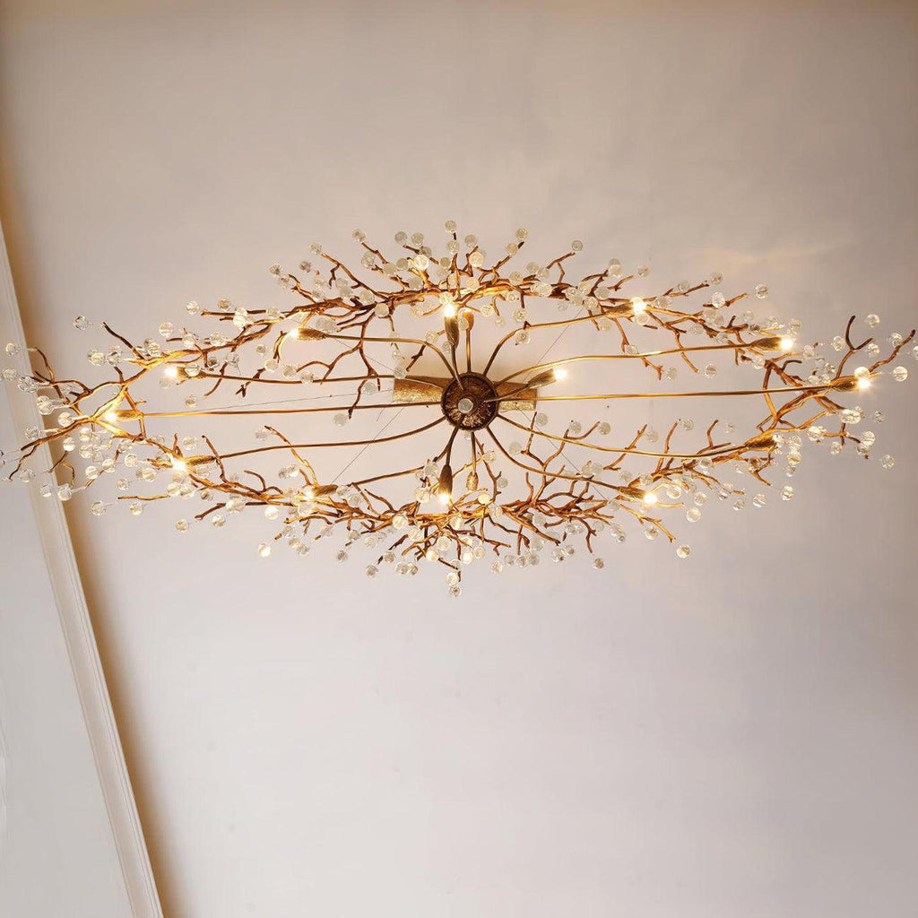 Tina Raindrop Branch Crystal Brass Chandelier
