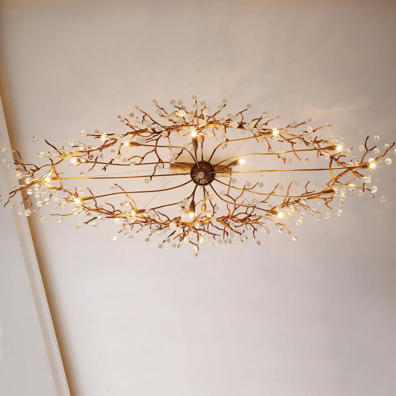 Tina Raindrop Branch Crystal Brass Chandelier