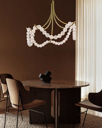 Cluster String Alabaster Beads Semi Flush Chandelier