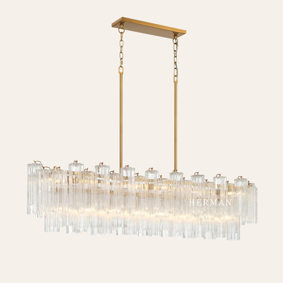 Modern Addis Murano Glass Linear Chandelier 51" - CasaraHouse