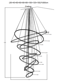 Multi Rings Modern Staircase Chandelier