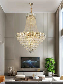 Foyer Staircase Chandelier Luxury K9 Crystal Ceiling Light For Living Room / Hallway