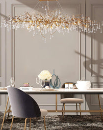 Tina Raindrop Branch Crystal Brass Chandelier