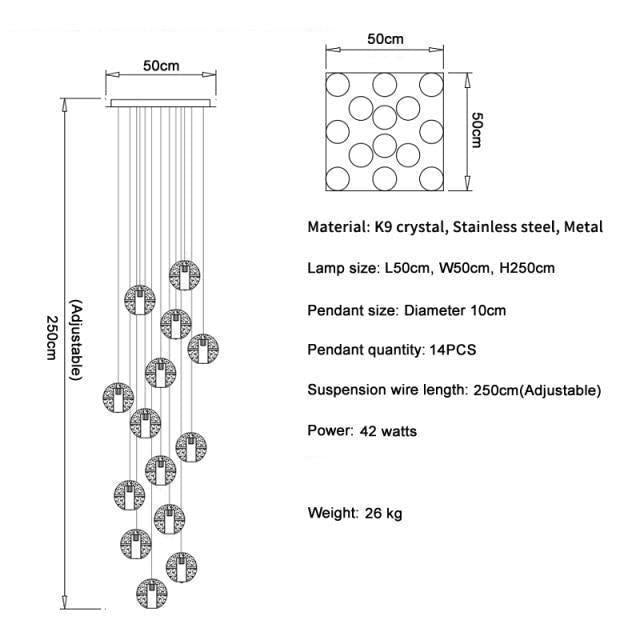 Adonis Suspension Water Drop Chandelier（ 43-Light customized）