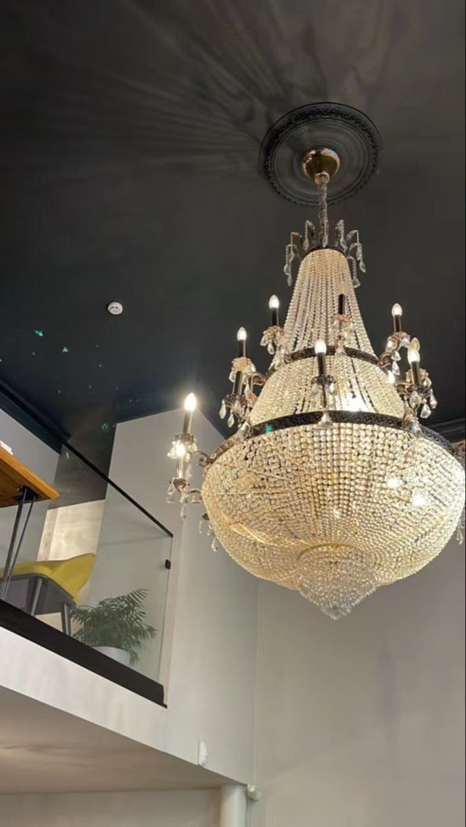 Oversized Luxury Double-layers Golden French Style Crystal Chandelier  for Living/Dinning Room/Foyer/Hallway/Staircase