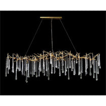 Teardrop Crystal Chandelier with Brass Branches 84" W