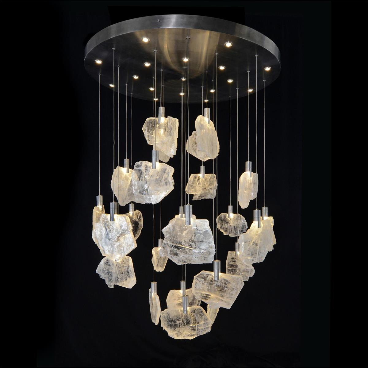 Selenite Pane Round Pendant Chandelier 38''D Main image