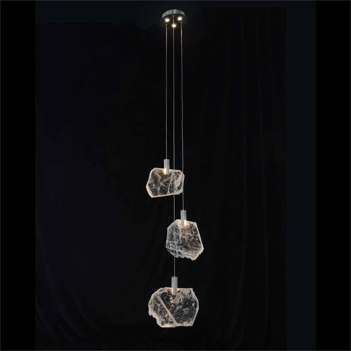 Moonlight Sonata: Selenite Pane Six-Light Droplight Chandelier Main image