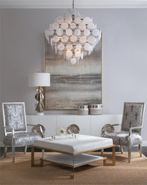Glass Medallion Eighteen-Light Chandelier