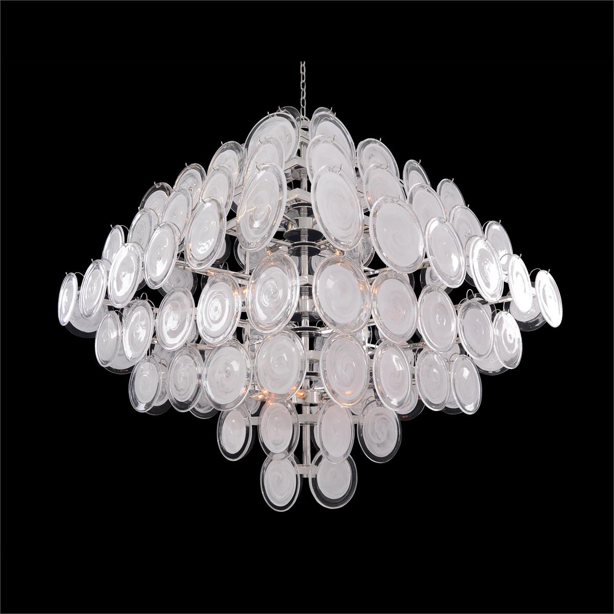 Glass Medallion Eighteen-Light Chandelier