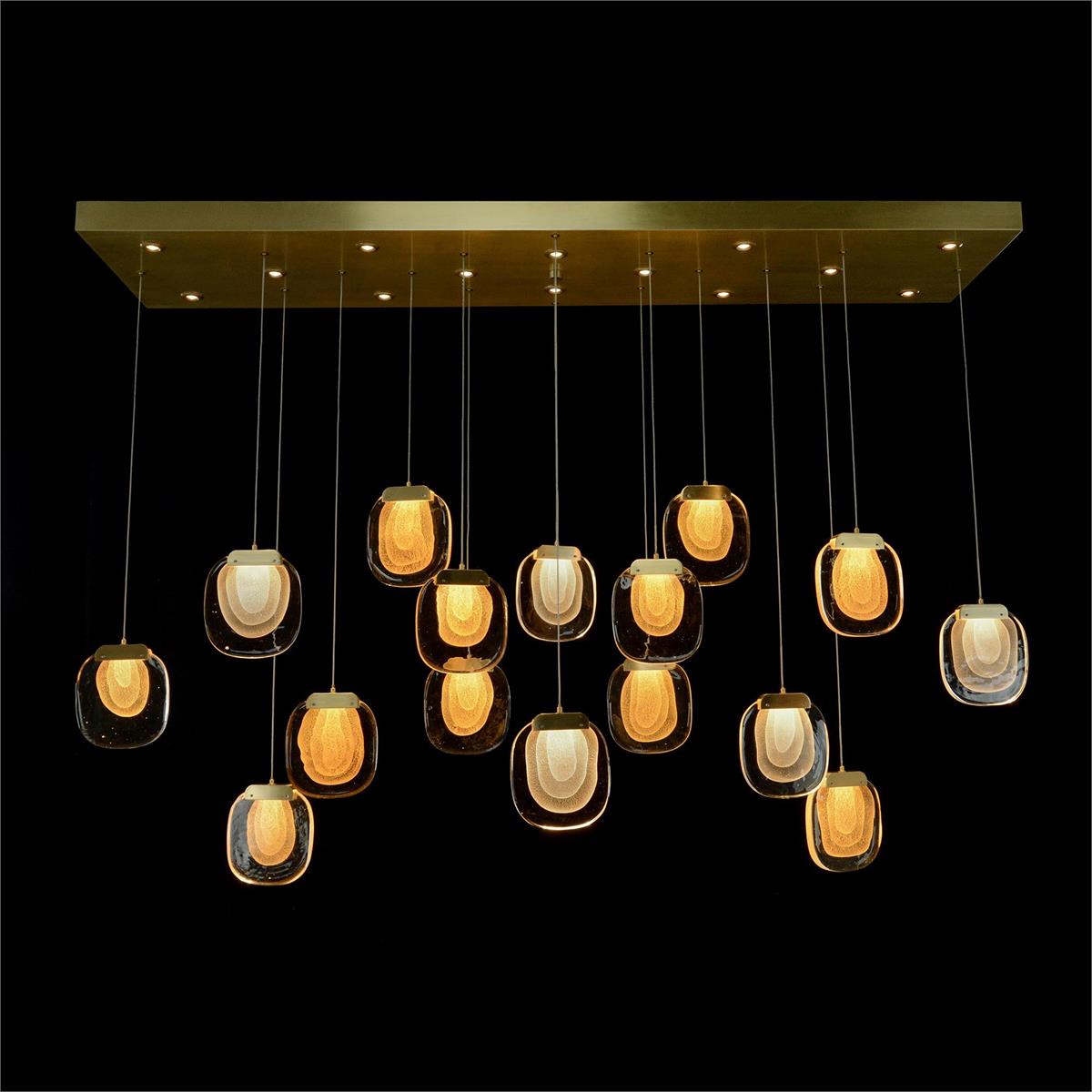 Bansho: Layered Glass Thirty-Light Horizontal Pendant Chandelier Main image