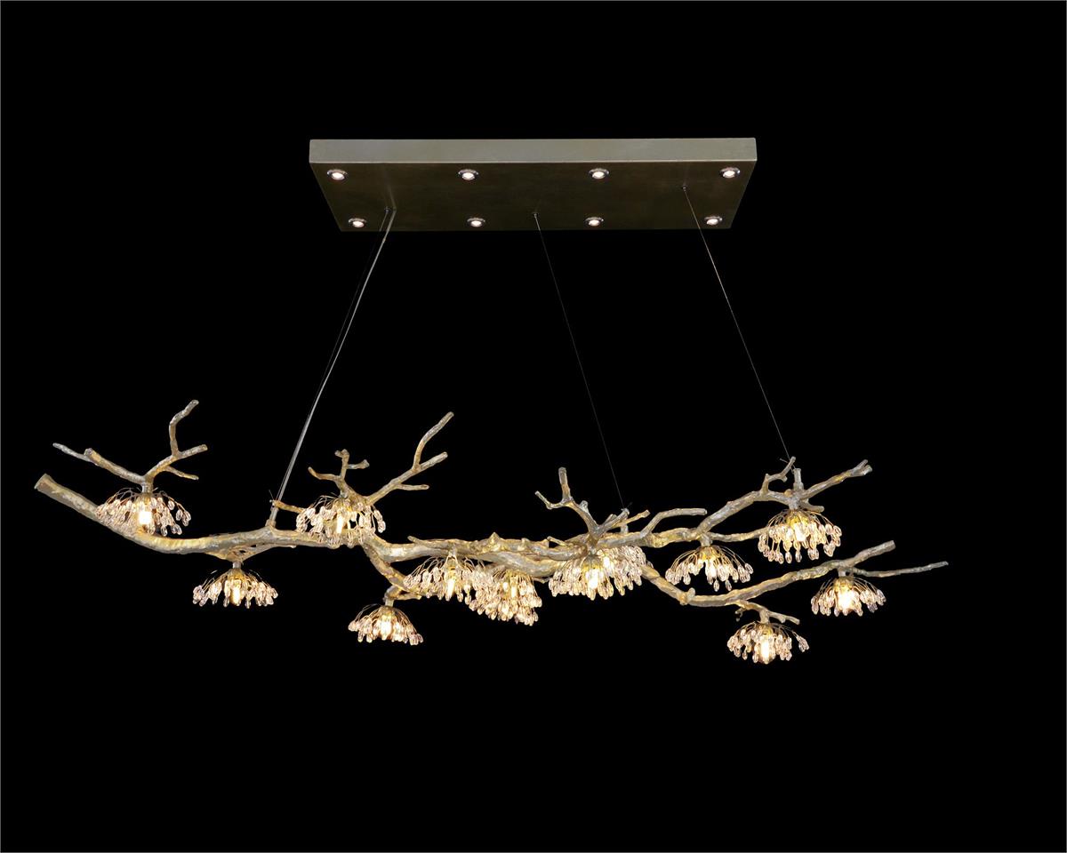 Hanasaku Crystal Bud Branch Fourteen-Light Oblong Chandelier Main image