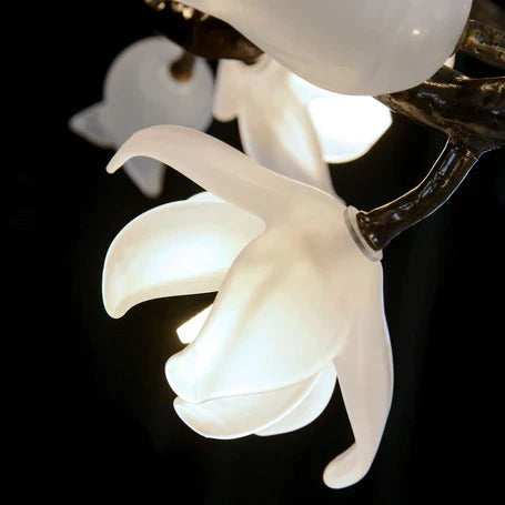 Churippu Magnolia & Tulip Glass Bronze Vertical Twenty-One Light Chandelier AJC-9326