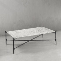 Hand-Forged Metal Square Horn Marble Coffee Table 39" 50"