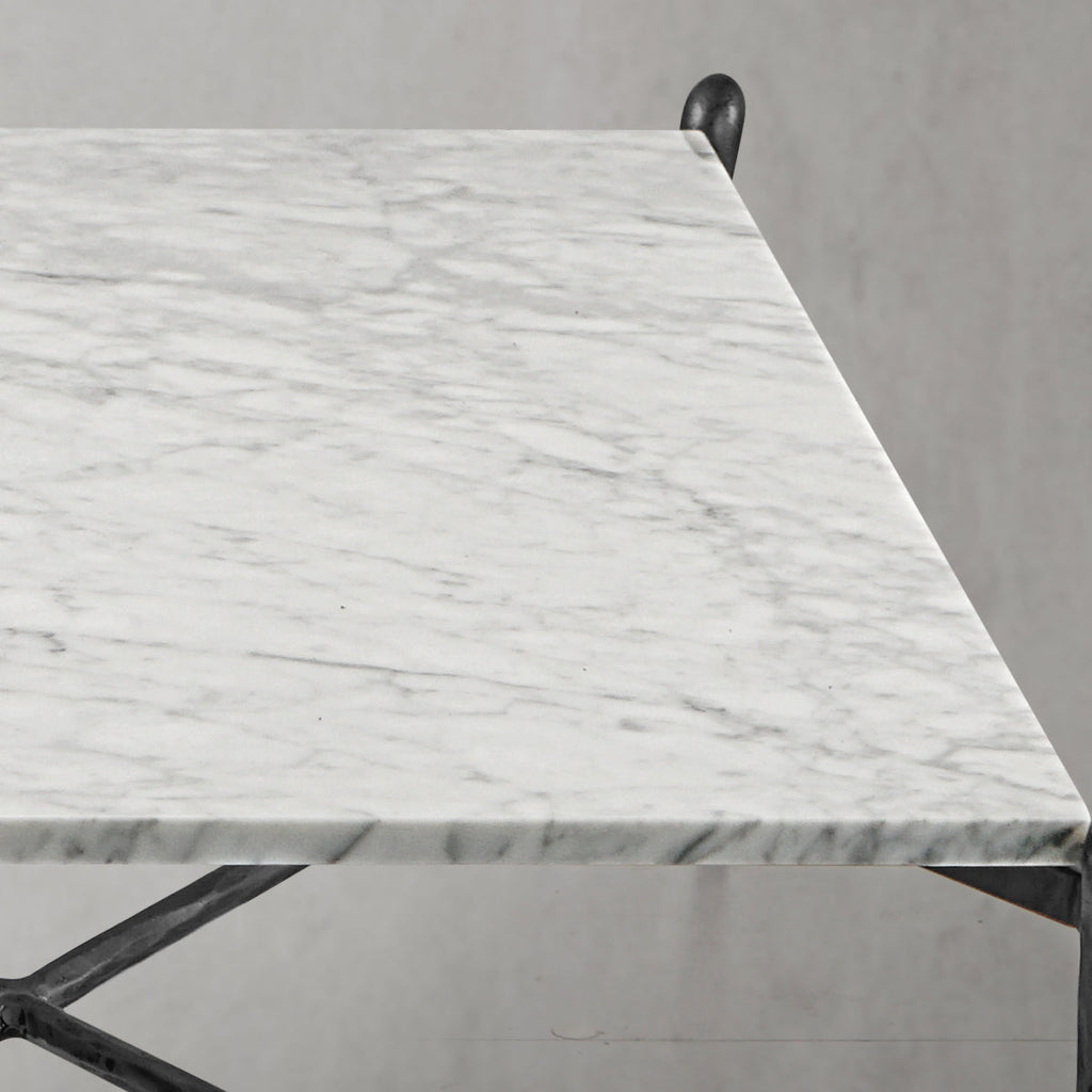 Hand-Forged Metal Square Horn Marble Coffee Table 39" 50"
