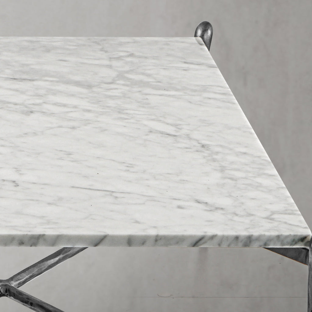 Hand-Forged Metal Square Horn Marble Coffee Table 39" 50"