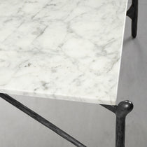 Hand-Forged Metal Square Horn Marble Coffee Table 39" 50"