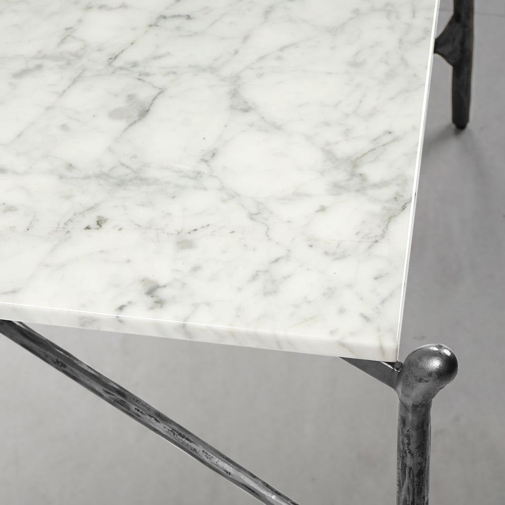 Hand-Forged Metal Square Horn Marble Coffee Table 39" 50"
