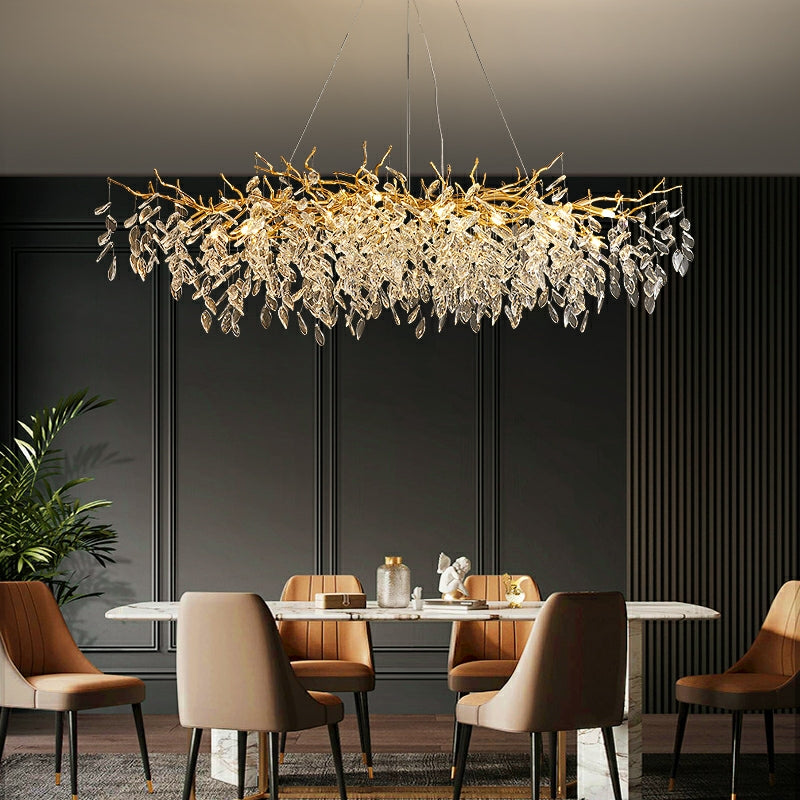 French Branch Elegant Crystal Leaves Chandelier