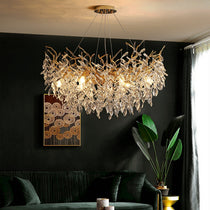 French Branch Elegant Crystal Leaves Chandelier