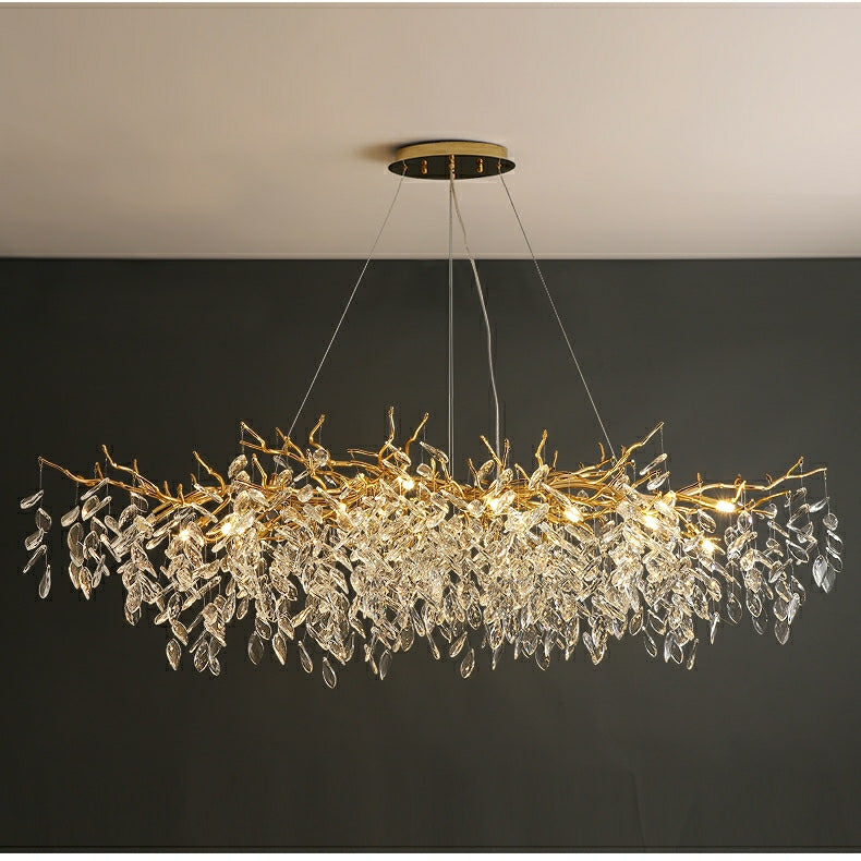 French Branch Elegant Crystal Leaves Chandelier