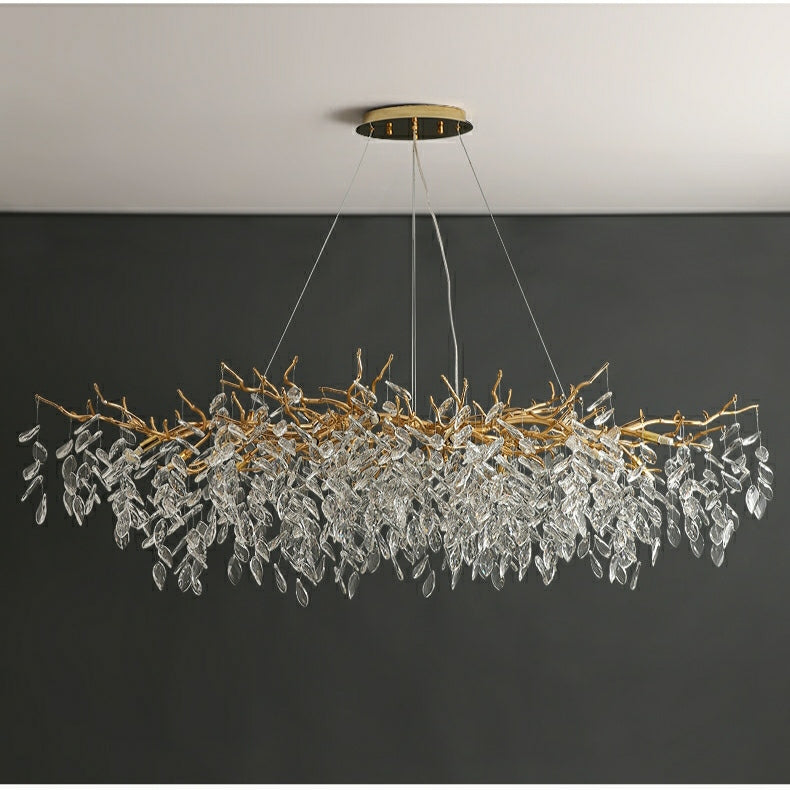 French Branch Elegant Crystal Leaves Chandelier