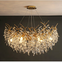 French Branch Elegant Crystal Leaves Chandelier