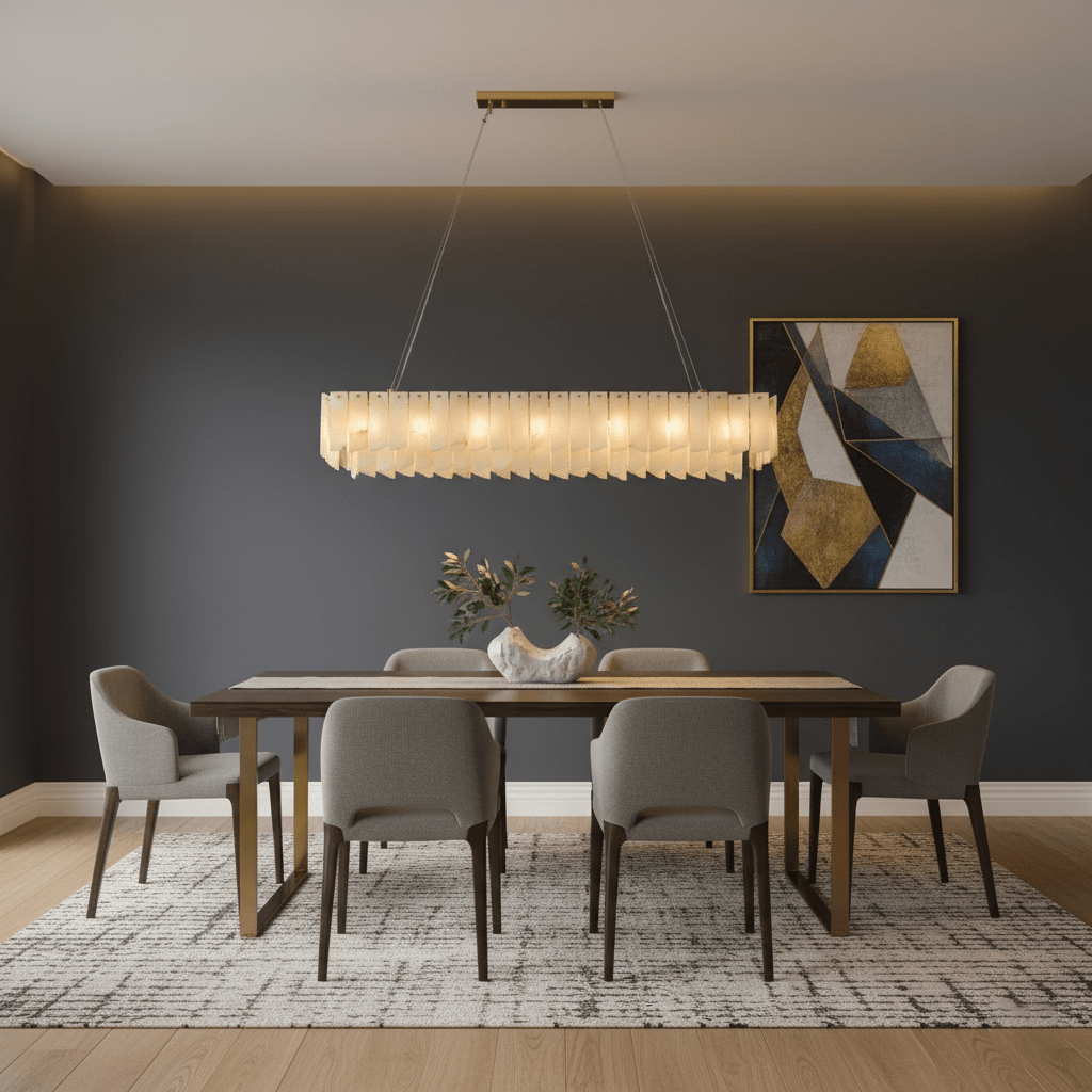 Contemporary Alabaster Cascade Tiered Chandelier