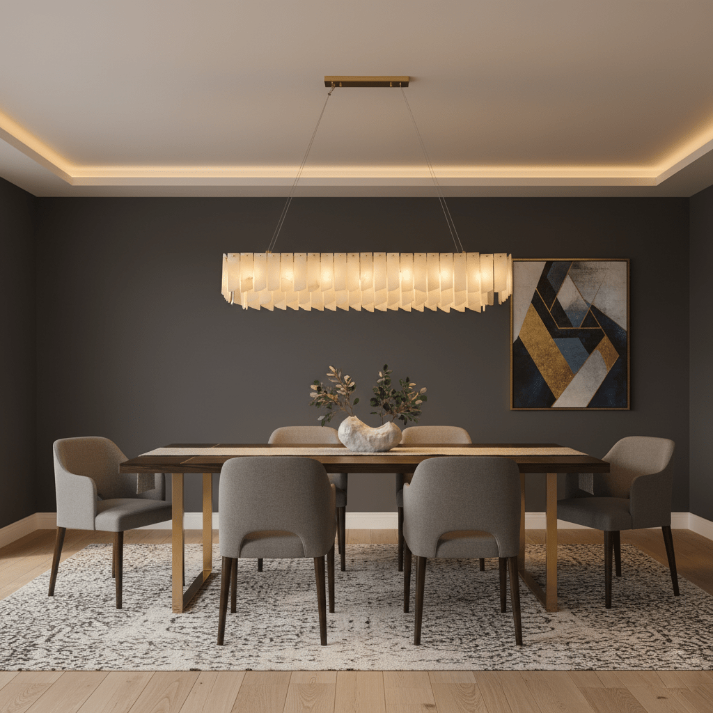 Contemporary Alabaster Cascade Tiered Chandelier