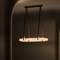 Glacera Alabaster Round Leather Chandelier