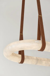 Glacera Alabaster Round Leather Chandelier