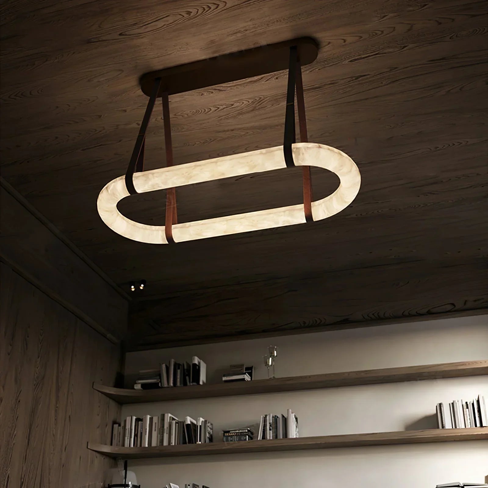 Glacera Alabaster Round Leather Chandelier
