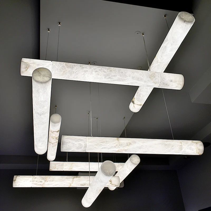 Alabaster Cylindrical Chandelier 47.2"