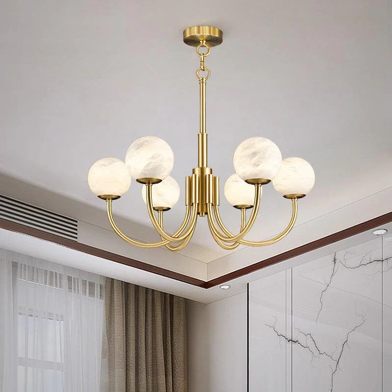 Alabaster Brass Chandelier 25.6" 31.5" Secondary image