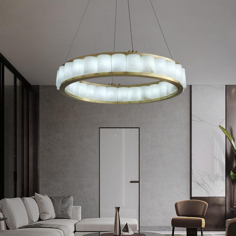 Avalon Alabaster Anne Circle Round Chandeliers