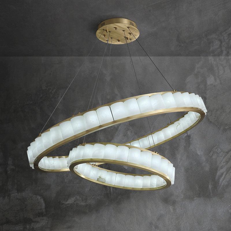 Avalon Alabaster Anne Circle Round Chandeliers