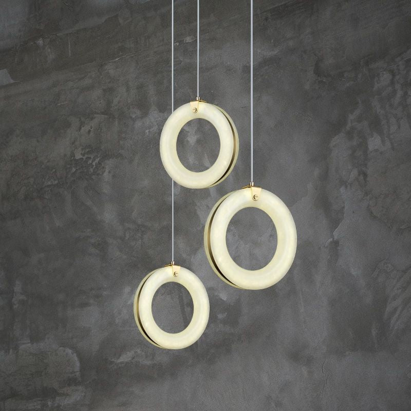 Duplex Alabaster Ring Staircase Chandelier