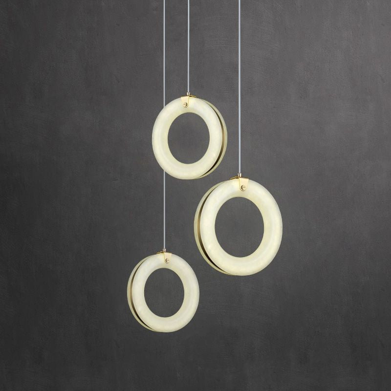 Duplex Alabaster Ring Staircase Chandelier