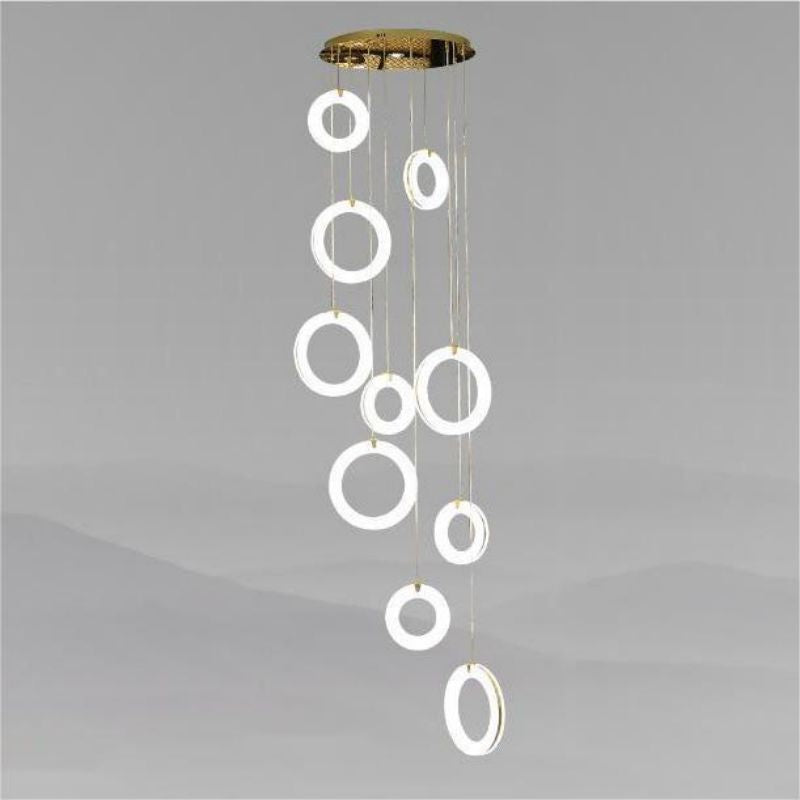 Duplex Alabaster Ring Staircase Chandelier