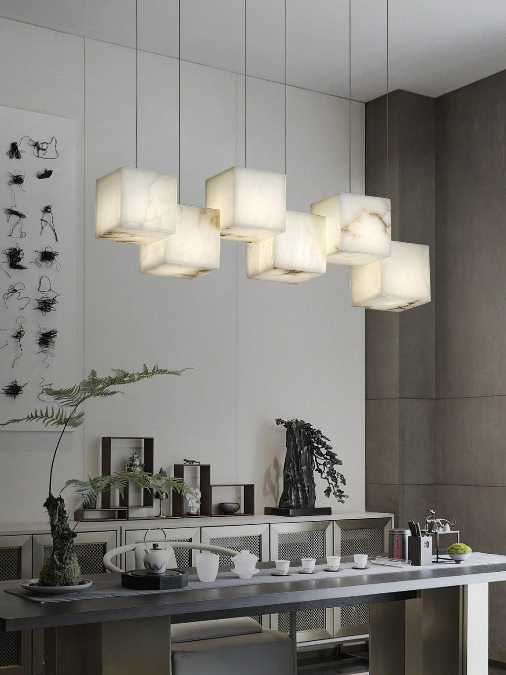 Modern Alabaster Cube Pendant Light - CasaraHouse