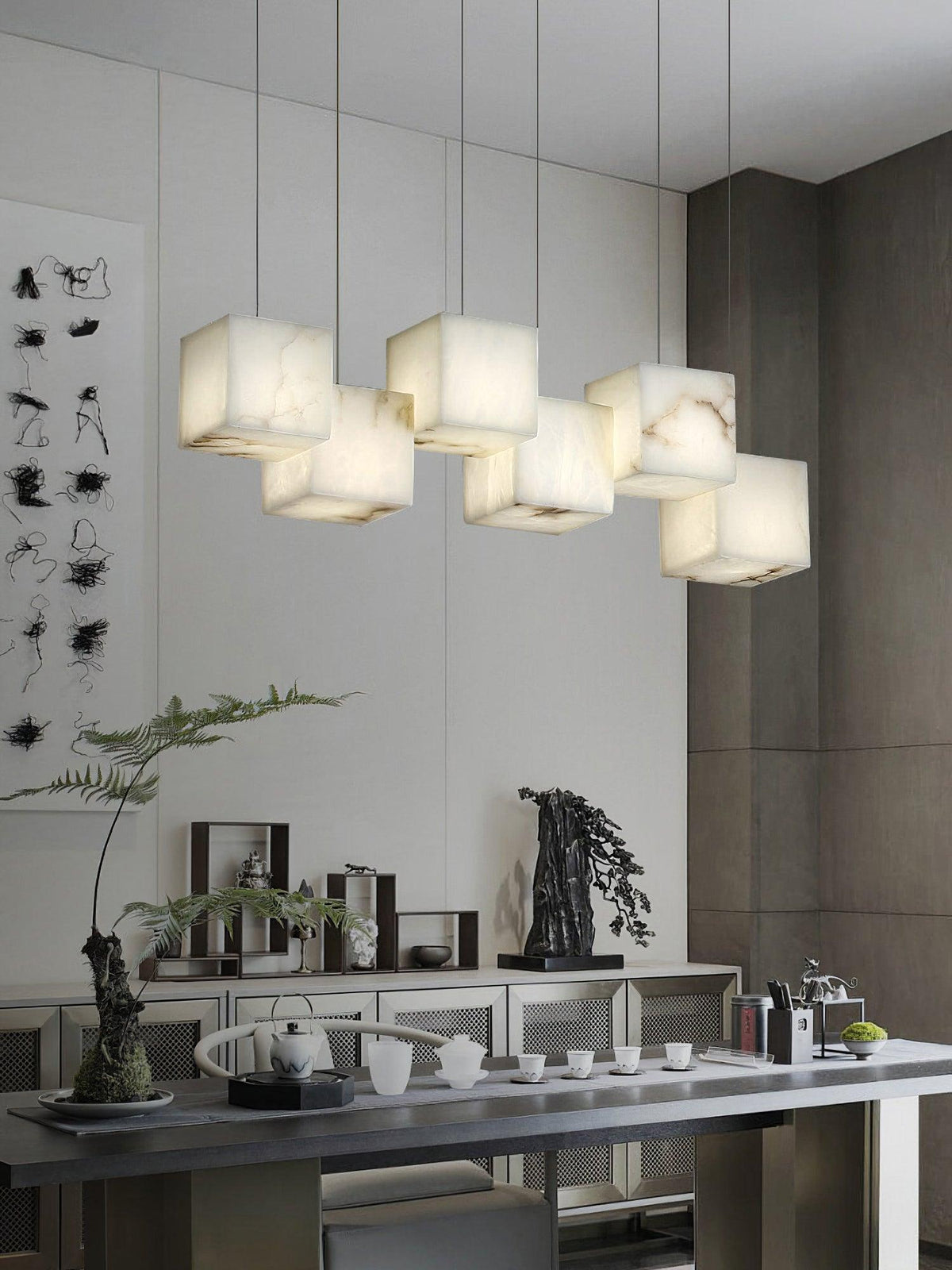 Modern Alabaster Cube Pendant Light - CasaraHouse