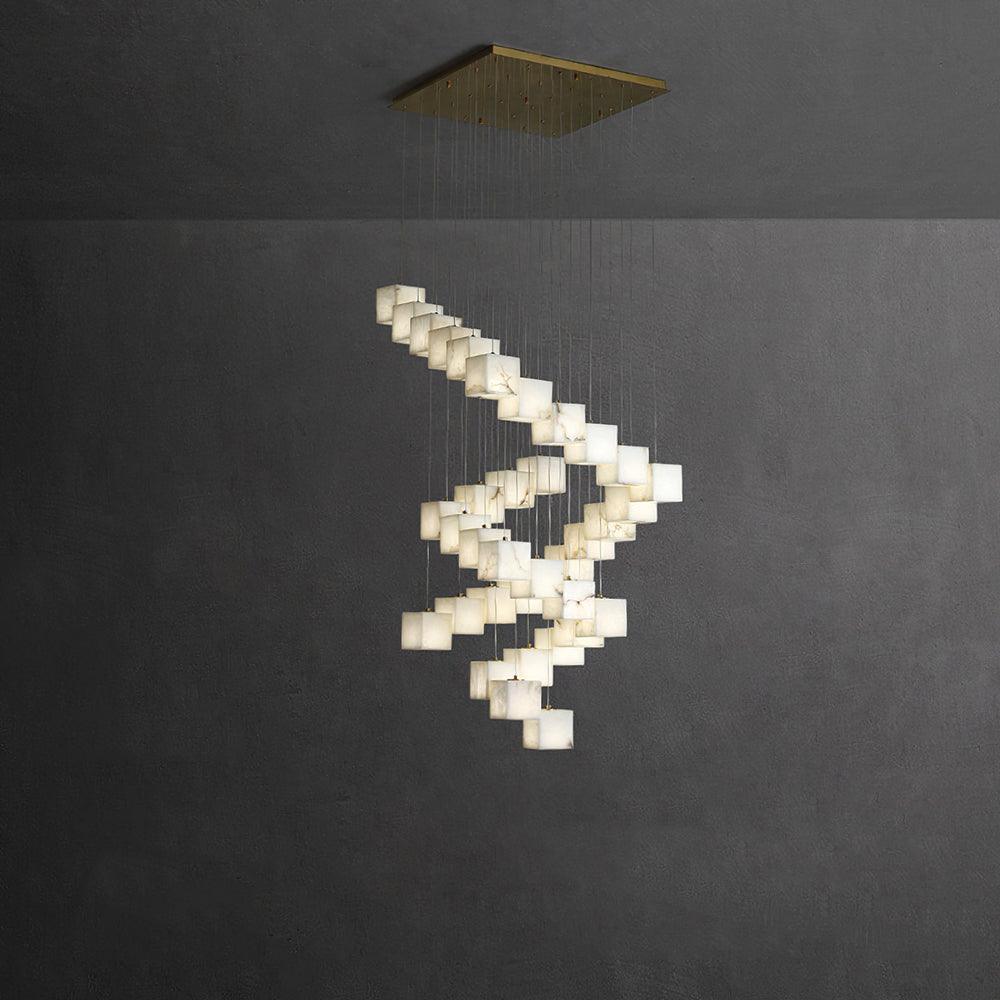 Modern Alabaster Cube Pendant Light Secondary image