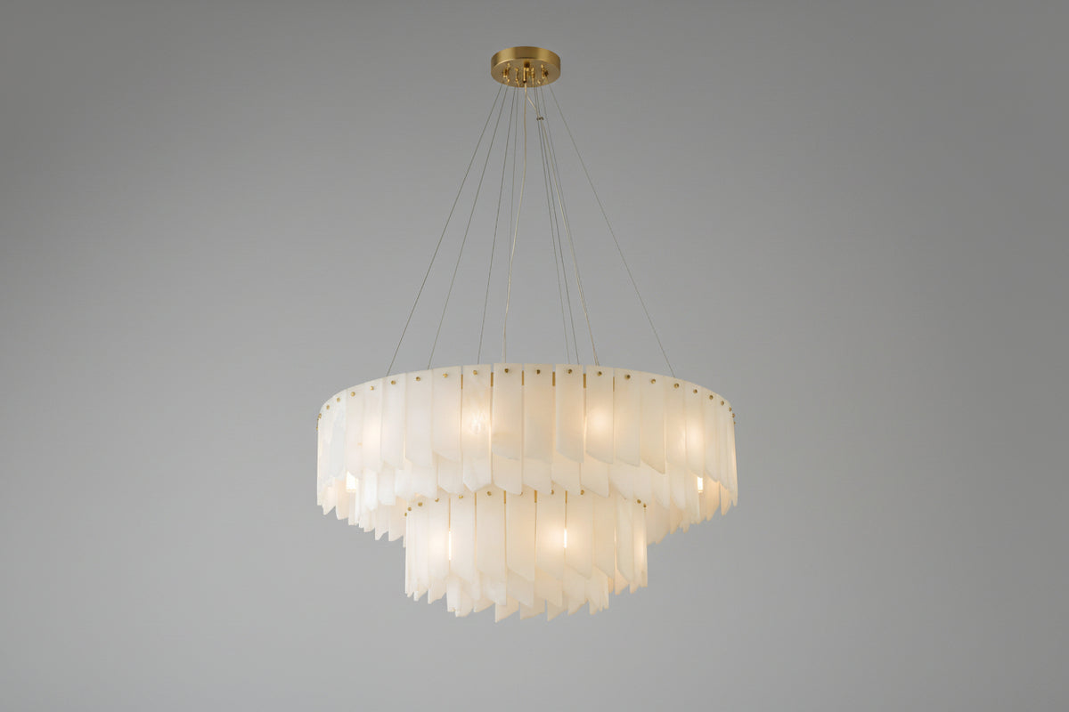 Contemporary Alabaster Cascade Tiered Chandelier Main image