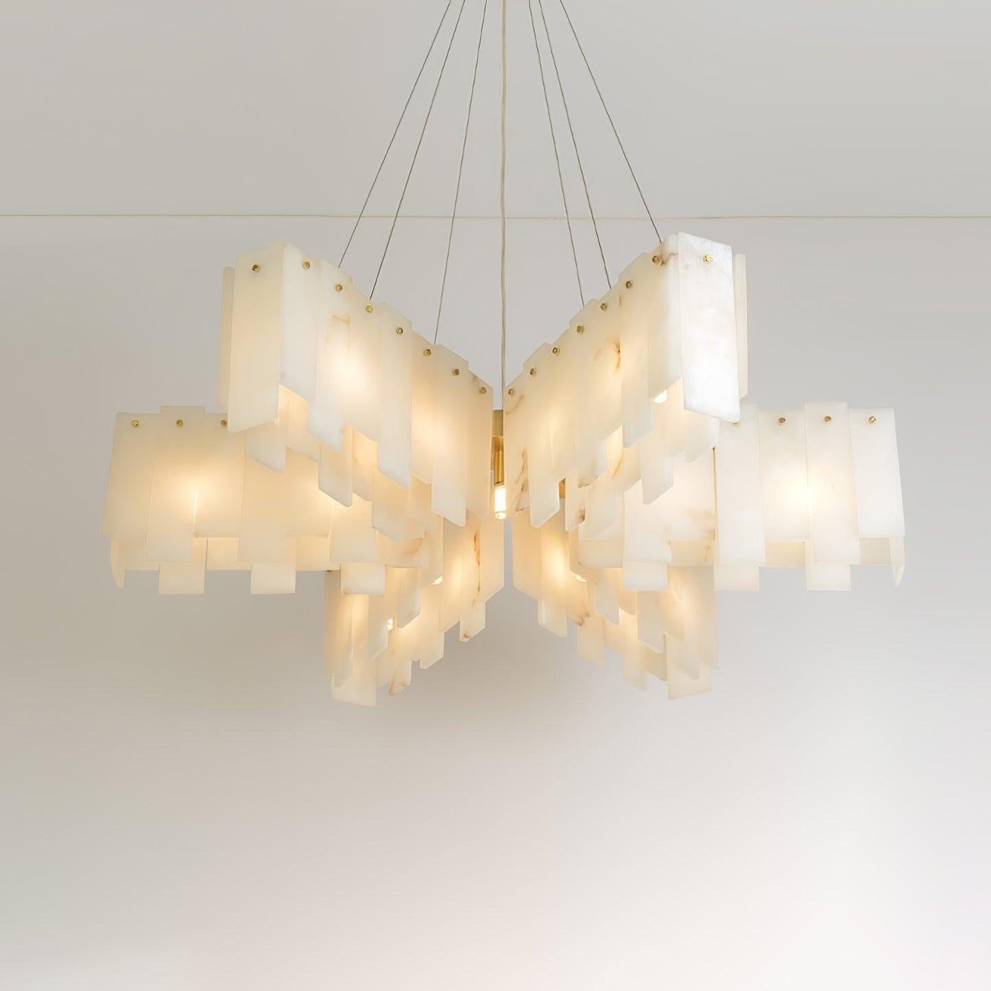 Contemporary Alabaster Cascade Tiered Chandelier